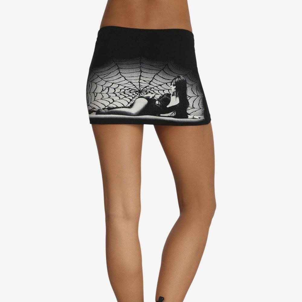 EUC Kreepsville 666 Elvira Spiderweb Super Mini Skirt